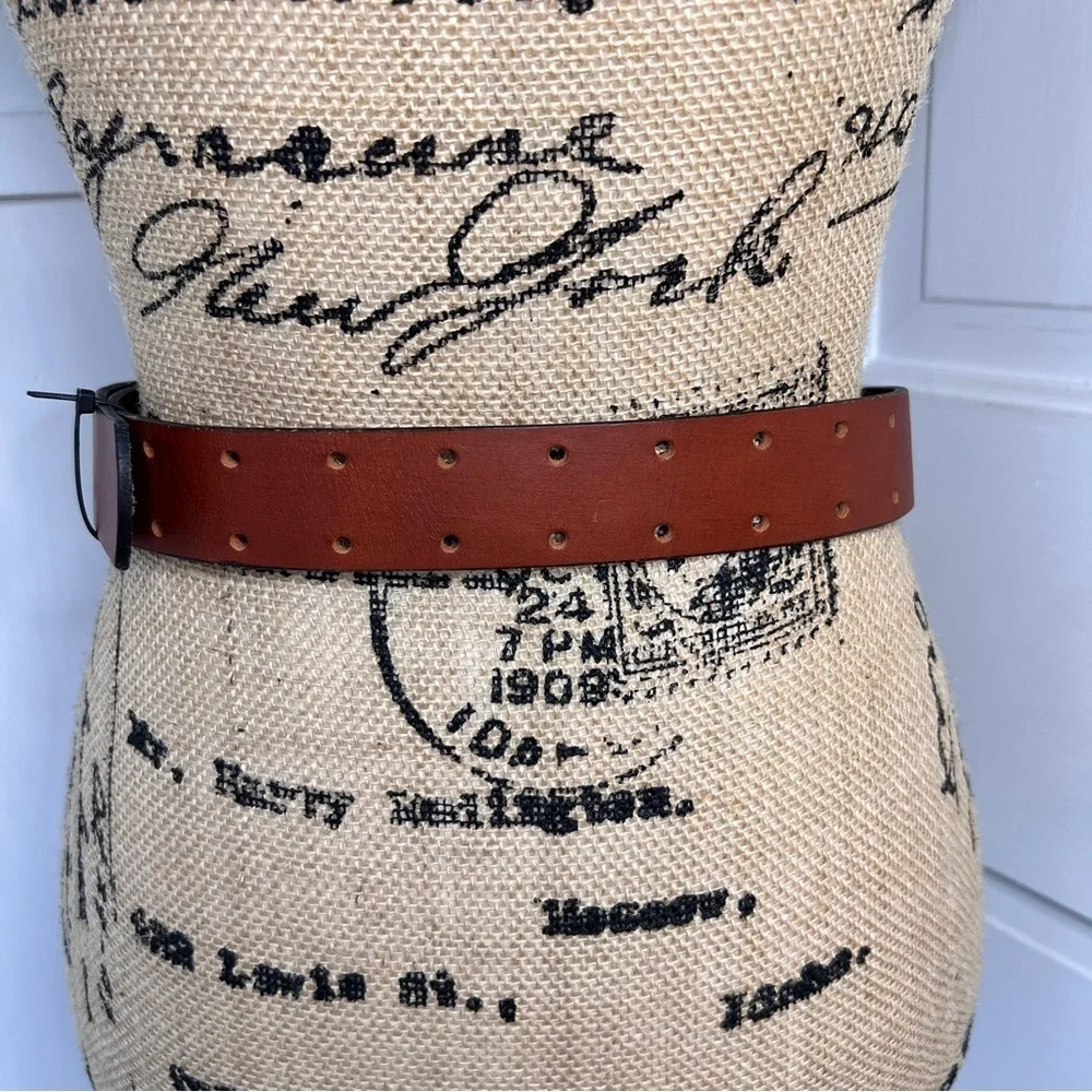 Vintage Chaucer Brown Harness Leather Perforated Belt NWT